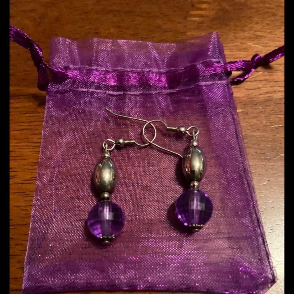 Cute silver and purple earrings